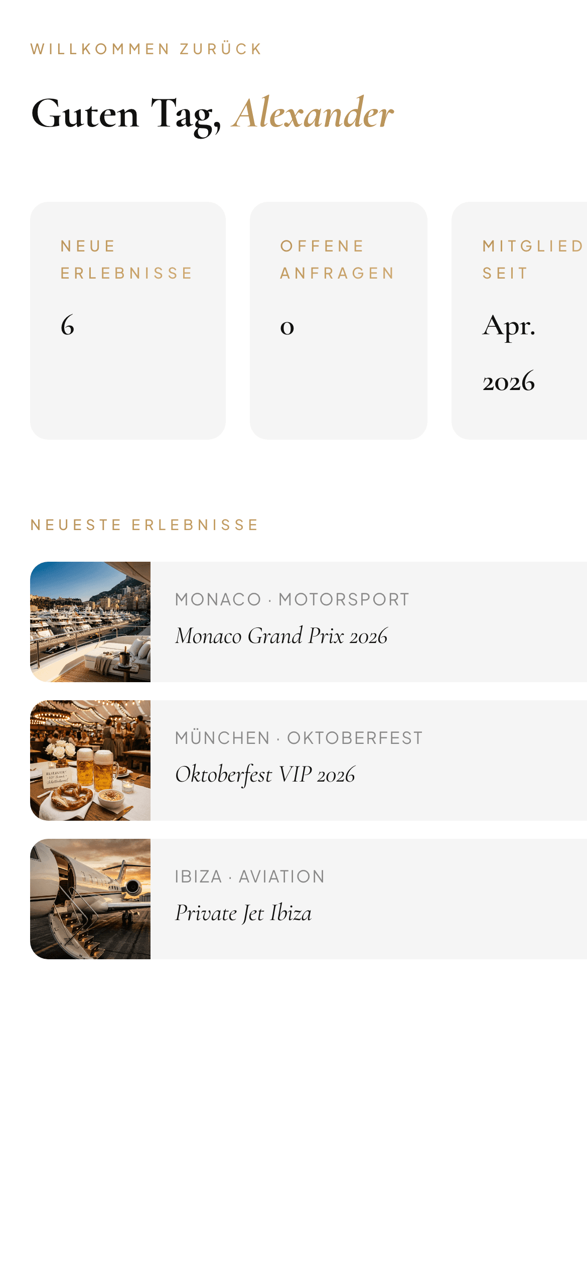 L'Elite Member Dashboard — Mobile